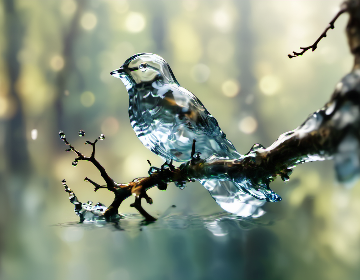 00118-_lora_Aether_Aqua_v1_SDXL_LoRA_0.9_ a photo of a bird made of water, sitting on a branch, bokeh forest background, cinematic, in.png